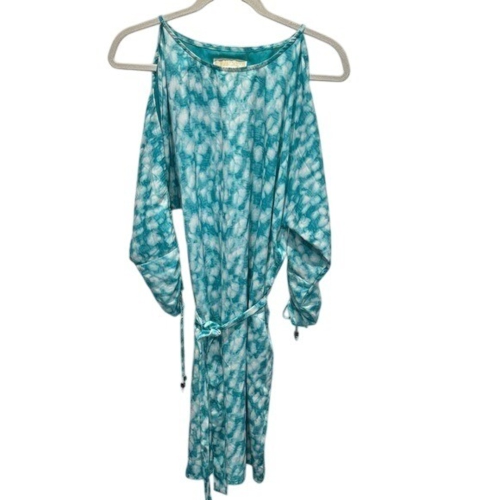 MICHAEL‎ Michael Kors XS Turquoise White Tie Dye Cold Shoulder Dress